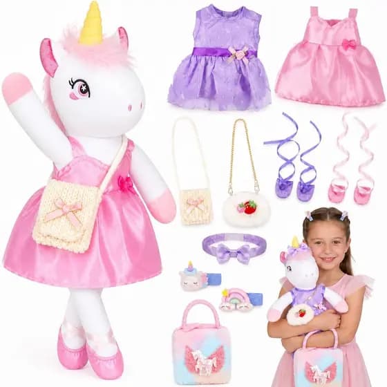 Brinquedos de Unicórnio para Meninas de 4 a 6 Anos, Boneca Bailarina Unicórnio de Pelúcia, Presentes para Recitais de Da