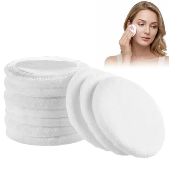 10 Pçs de Esponjas de Maquiagem 100% Algodão, Esponjas Cosméticas de 2,36 polegadas com Fita para Maquiagem Solta e Base