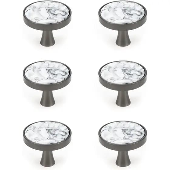 HEVSTIL 33 * 26MM Puxadores de Armário com Padrão de Mármore Cinza, Puxadores de Mármore para Armários de Cozinha, Pacot