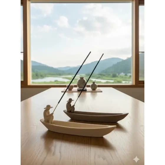 Incensário Barco Pescador 3D Decorativo Porta Incenso Vareta Zen Presente Criativo