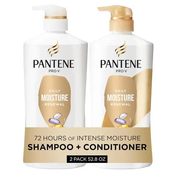 Conjunto de Shampoo e Condicionador Pantene, Renovação Diária da Hidratação - Nutrientes Pro-V para Cabelos Secos, Tingi