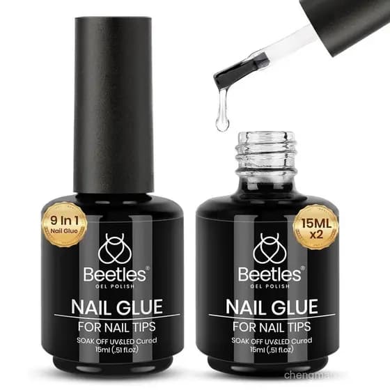 Beetles Gel Polish 9 em 1, Cola em Gel para Unhas de Acrílico Transparente, 2 Peças de 15ml, Kit de Gel para Unhas de Lo