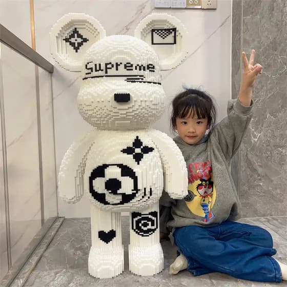 Compatível com Lego Pequenas Partículas Ultra-Branco Violent Bear Blocos de Construção Grandes Ornamentos do Chão ao Tet