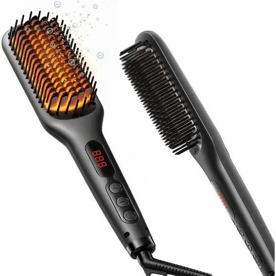 Escova Alisadora de Cabelo Cerâmica Iônica MEGAWISE Pro para Uso Doméstico e Salão, Escova Alisadora com Tecnologia de A