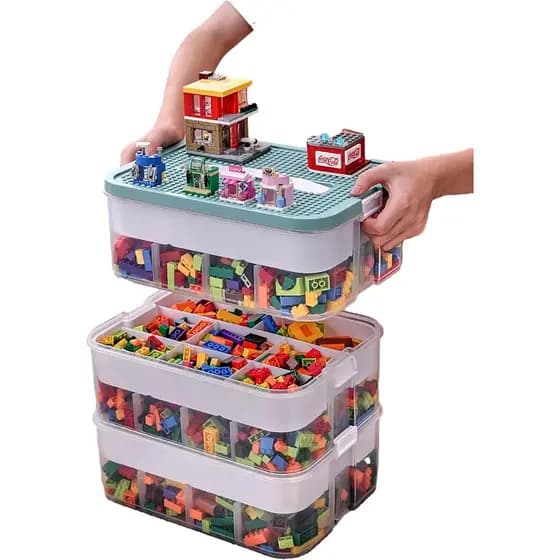 Organizador de Armazenamento de Plástico para Caixas de Lego, Brinquedos Infantis, Recipientes Empilháveis com Tampas, 3