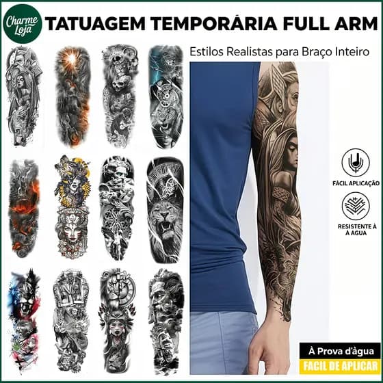 Tatuagem Temporária Tattoo Fake a Prova D'água Unisex Realistas 3D Festa Social Verão Praia