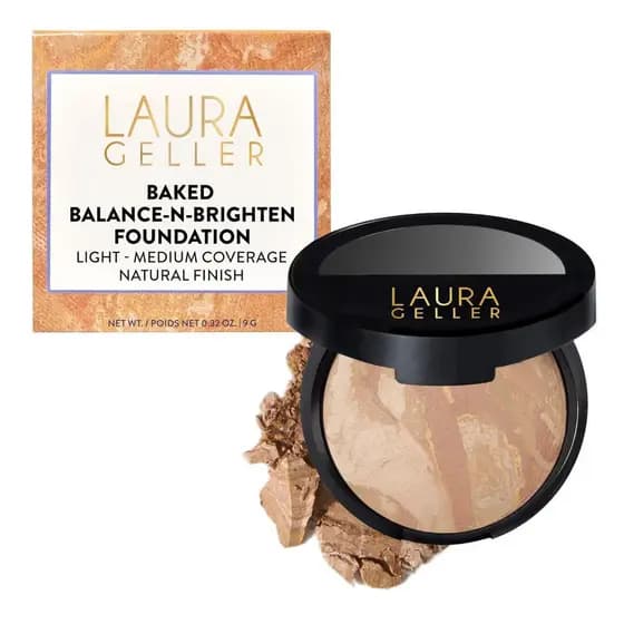 LAURA GELLER NEW YORK Base em Pó Corretora de Cor Baked Balance-n-Brighten - Prêmio - Cobertura Leve - Construível de Le