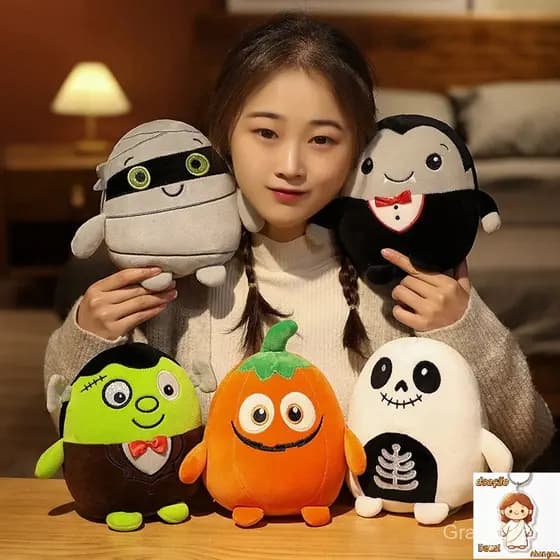 Brinquedo de Pelúcia, Boneco de Halloween Zumbi Abóbora, Presente de