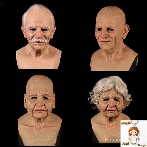 Máscara de Borracha de Cosplay Velho Máscara Facial Realista Assustadora de Látex Útil para Adereços
