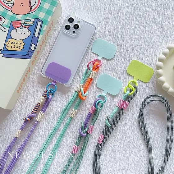 Cordão destacável de dupla utilização para celular, costura dupla, Crossbody, corda longa, alça externa, Anti-perda, cli