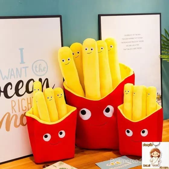 Almofada de Batatas Fritas Criativa, Almofada de Pelúcia de Hambúrguer em Forma de Boneca