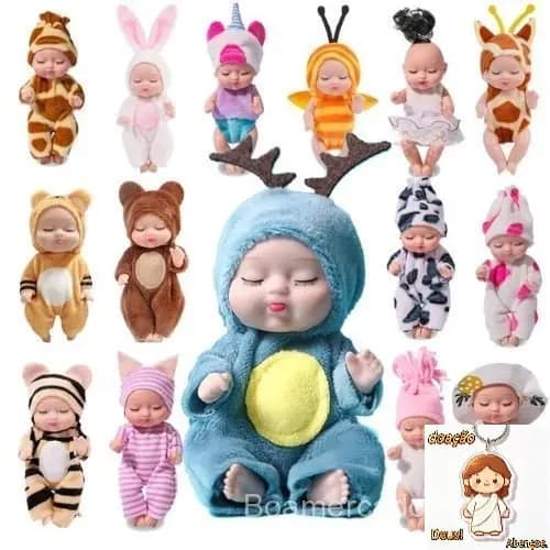 Kit 6/ 12 Mini Baby Doll 11cm Bonecas Dormindo Realistas Brinquedo Animal Presente para Meninas
