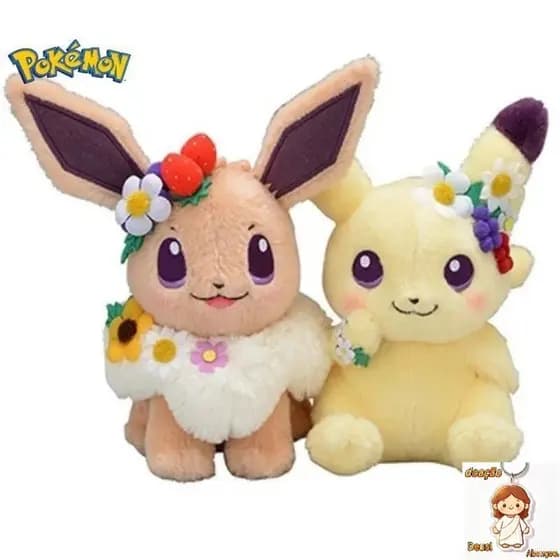 18cm Eevee Pikachu Brinquedo de Pelúcia Decoração de Coroa Kawaii para o Festival de Primavera de Páscoa