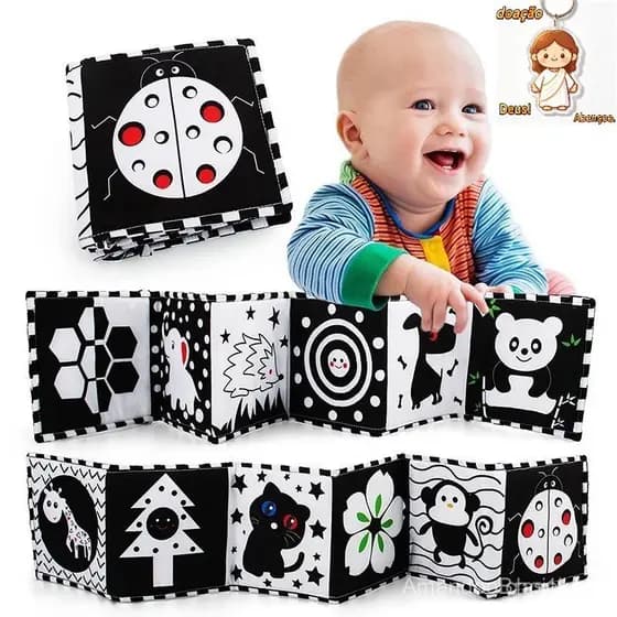 BRINQUEDOS DE PANO MACIO PARA BEBÊ RECÉM-NASCIDO, LIVROS SENSORIAIS DE ALTO CONTRASTE, BERÇO MONTESSORI, PRETO E BRANCO,