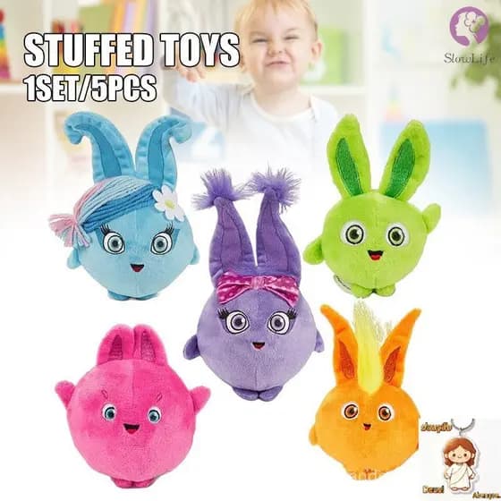 5pcs/set Plush Sunny Bunnies Stuffed Doll Soft Throw Pillow Decorations Children Kids Birthday Present Gifts