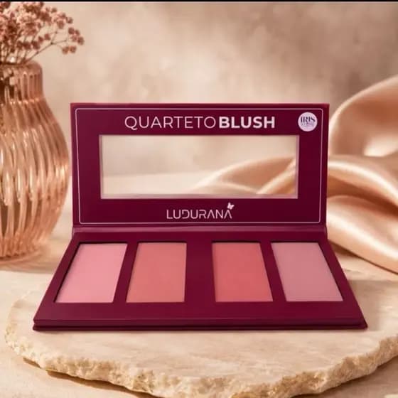Quarteto de Blush Ludurana Iris – Paleta com 4 Tons de Blush para Acabamento Natural