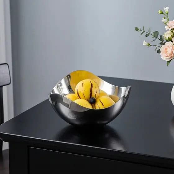 Prato de frutas grande de aço inoxidável estilo nórdico, bolso de frutas, sala de estar, frutas, vegetais, prato de frut
