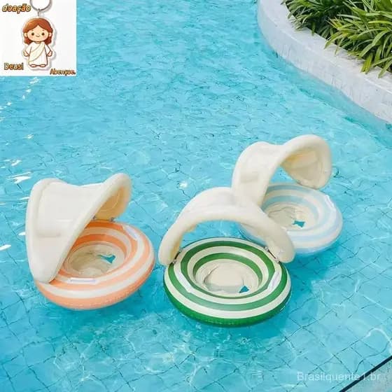 Boia infantil para bebês de 6 a 36 meses. COM 50UV. Praia, piscina. Boia inflável. Proteção solar. Brinquedo de água.