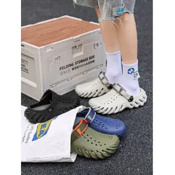 Sapatos masculinos com buracos, verão 2026, novo estilo, uso externo, sola grossa, leve, confortável, dupla utilização,