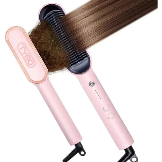 Escova Alisadora de Cabelo TYMORing – Ferro Alisador de Cabelo com Pente Integrado, Aquecimento Rápido em 20s, 5 Configu
