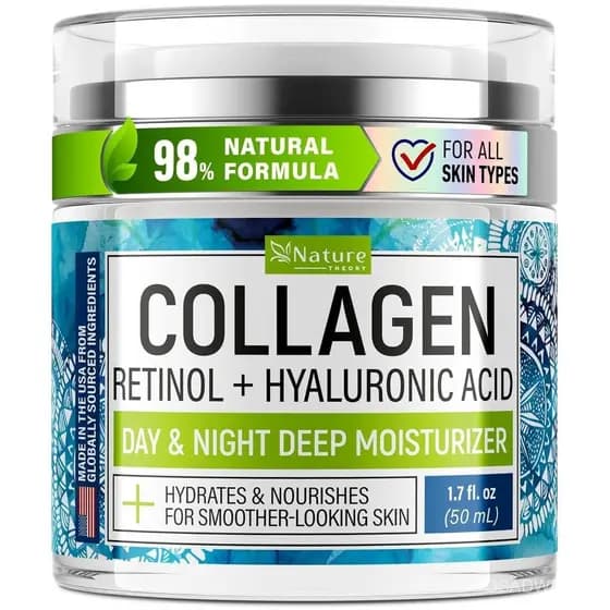 Colágeno para o Rosto com Retinol - Hidratante Facial Anti-Idade e Anti-Rugas - Hidratante Facial Dia e Noite para Firma