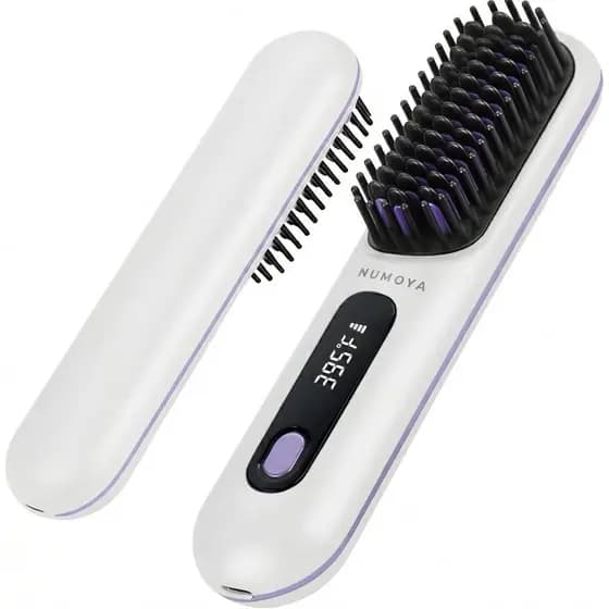 Escova Alisadora Portátil NUMOYAGoBrushPro para Viagem, Escova Alisadora de Cabelo Sem Fio para Mulheres() CGEO