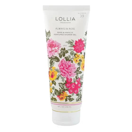 LOLLIA Always In Rose Gel de Banho, 8 fl. oz., Sabonete Líquido Hidratante de Luxo para Mulheres, com Aroma Suave de Ros