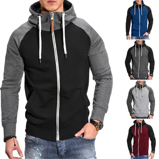 Comércio exterior tamanho europeu masculino cor combinando Fitness esportes moletom masculino Casual moda contraste cor