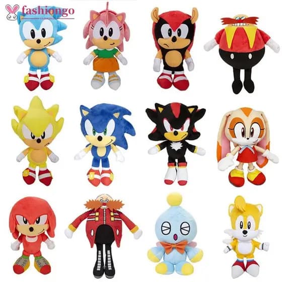 FASHIONGO 25cm Sonic Brinquedo De Pelúcia Boneca Macio Aniversário Das Crianças Presente De Natal Decoração Adereços B5M