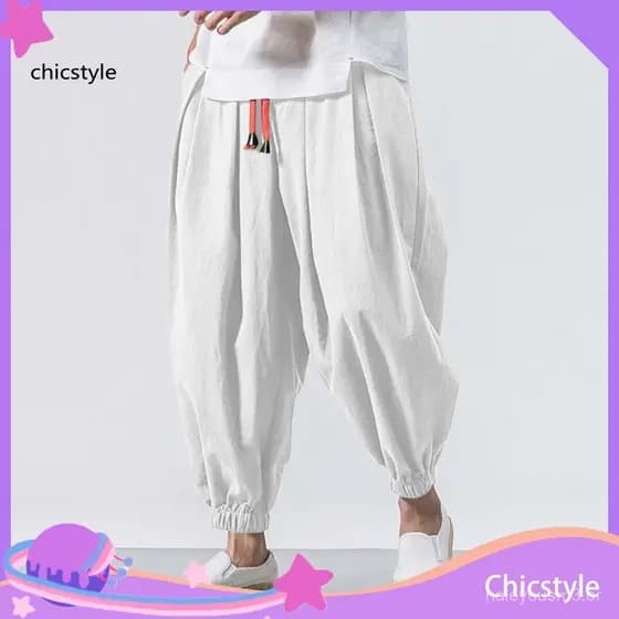 Calças Plus Size Masculinas, Calças Longas Largas Estilo Harem com Cintura Elástica e Bolsos, Confortáveis e Elegantes p