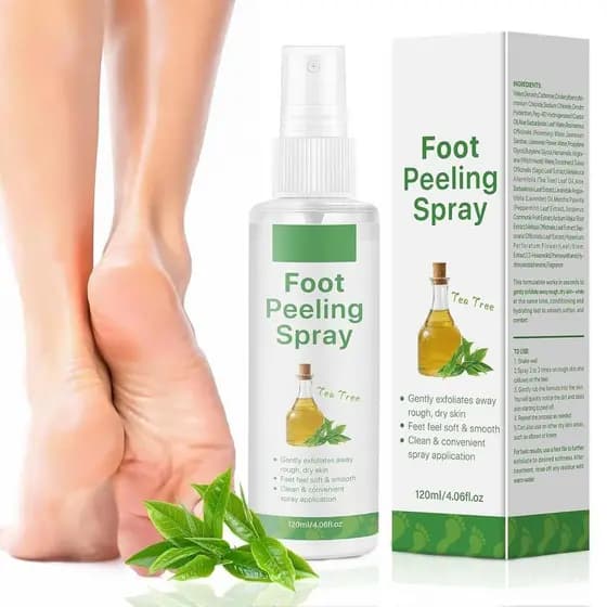 Spray Esfoliante para os Pés, Spray Esfoliante para os Pés com Óleo de Tea Tree, Botânicos Veganos, Hidrata e Suaviza a