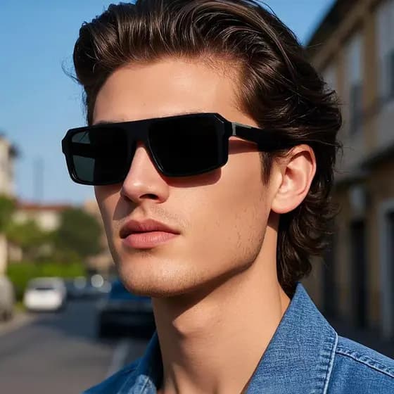 Óculos de sol masculino condução pesca polarizado óculos de sol 2025 novo estilo quadro quadrado moda óculos High-End F