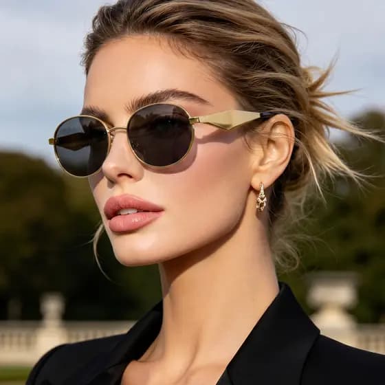 Novo estilo pequeno quadro óculos de sol feminino Retro Metal Oval óculos de sol moda Anti-ultravioleta na moda influenc