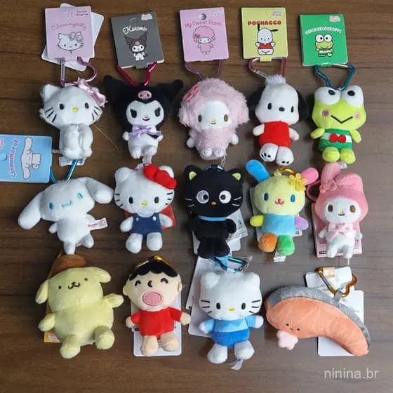 Sanrio Love Knot Series Plushie Toy Hello Kitty Kuromi Piano Chaveiro De Pelúcia Bolsa Pingente Presente Para Crianças