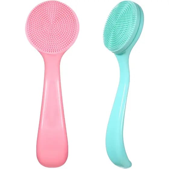 2 Escovas Manuais de Limpeza Facial em Silicone, Escova Esfoliante Macia para o Rosto, Escova de Limpeza Facial à Prova