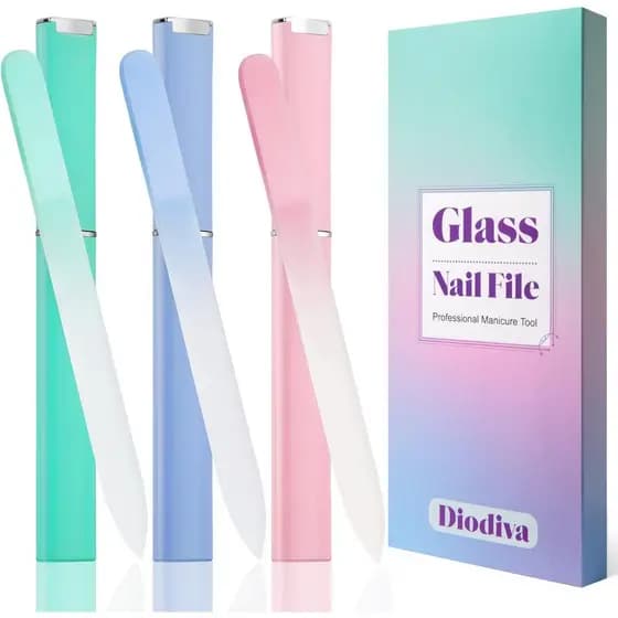 Lixa de Unhas de Vidro, Pacote com 3 Unidades para Unhas Naturais, Presentes de Natal Únicos para Mulheres Adultas, Lixa