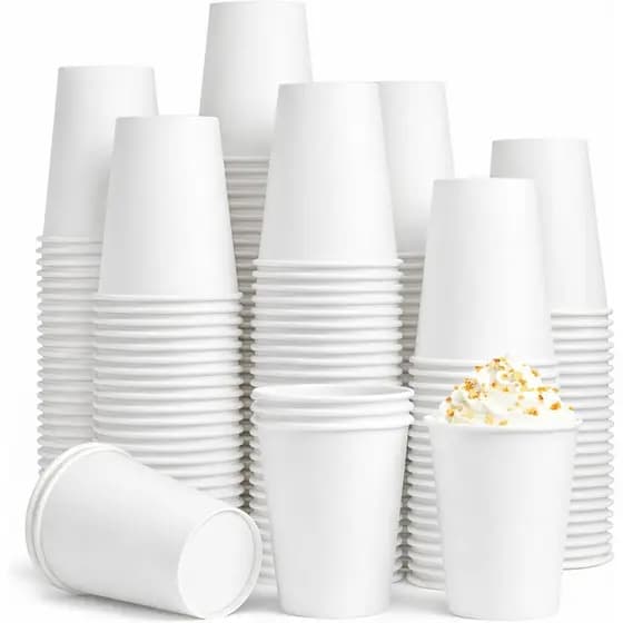 Copos de Papel para Café 12 oz, Pacote com 100 Copos Descartáveis Brancos para Bebidas Quentes e Frias, Resistentes com