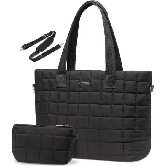 Bolsa de Mão para Laptop Feminina LOVEVOOK, Bolsa Grande Acolchoada para Computador de 15,6 Polegadas, Bolsa de Ombro Fe