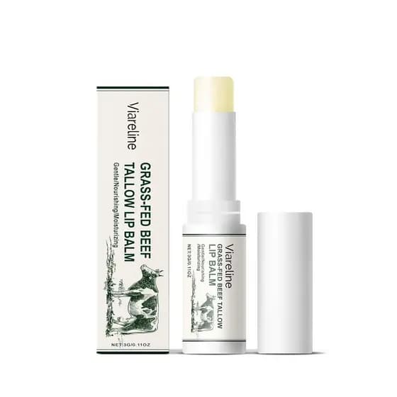 Bálsamo Labial de Sebo de Carne de Gado Alimentado a Pasto com Cera de Abelha Branca e Vitamina E, Bastão Hidratante Pro