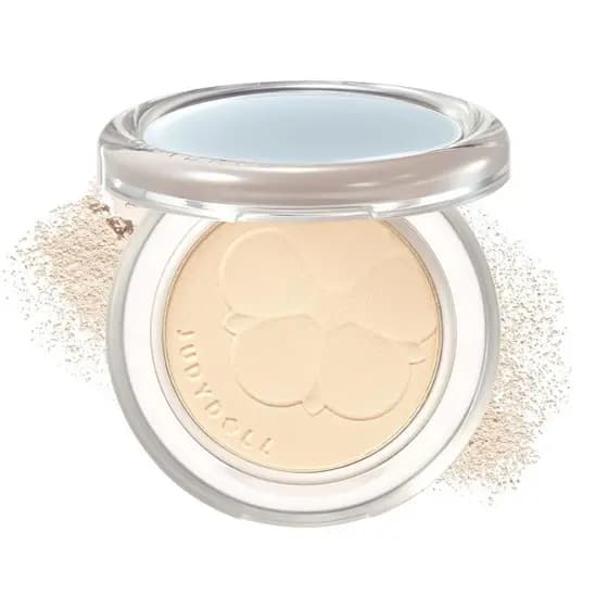 Pó Fixador Matte Suave JUDYDOLL, Pó Compacto para Controle de Oleosidade com Cobertura de 15%+ para Disfarçar Imperfeiçõ