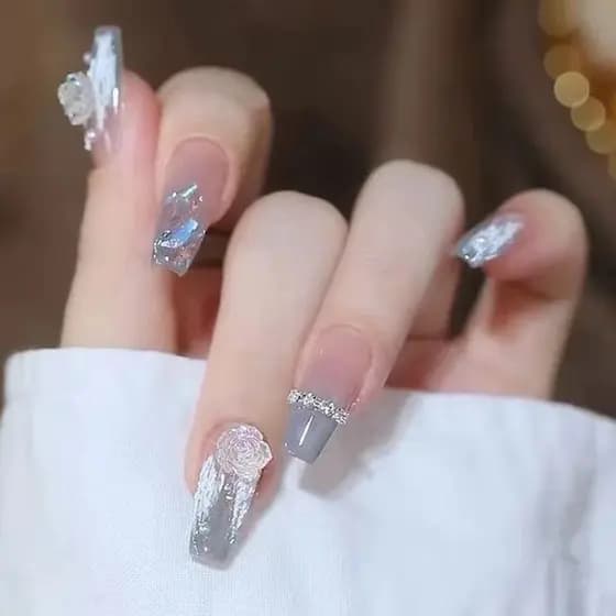 Unhas Postiças Elegantes com Camélia, Populares Online, Novas Pontas de Unhas Falsas para Outono/Inverno, Adesivos de Un