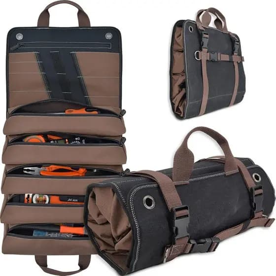 Bolsa de armazenamento de ferramentas para eletricistas mais vendida, bolsa de ferramentas multifuncional de lona enrolá