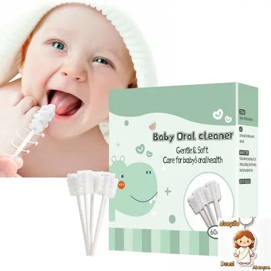 Limpador Bucal Para Bebê 60PCS Descartável Bastão De Limpeza Oral Flexível Escova De Dentes E Cuidados Com A Língua