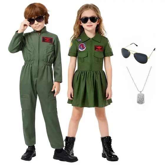 Novo traje profissional de piloto infantil, fantasia de avião de combate, roupa para apresentação de Halloween no jardim