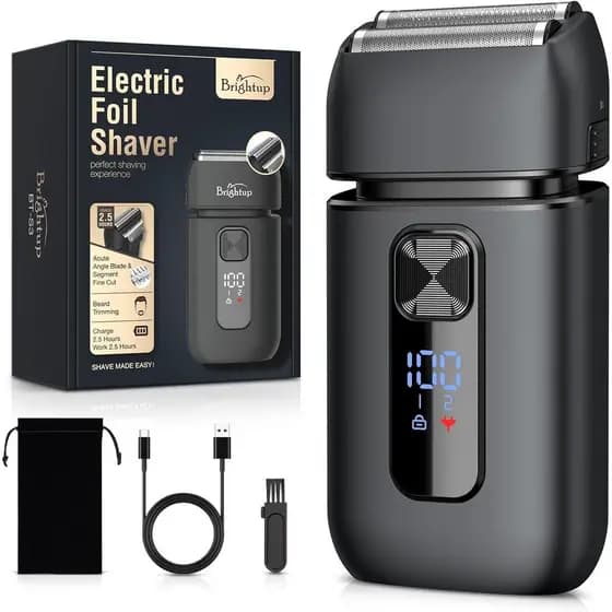 Barbeadores Elétricos Brightup para Homens - Barbeador Elétrico Suave e Preciso com Aparador Retrátil - Barbear a Seco e