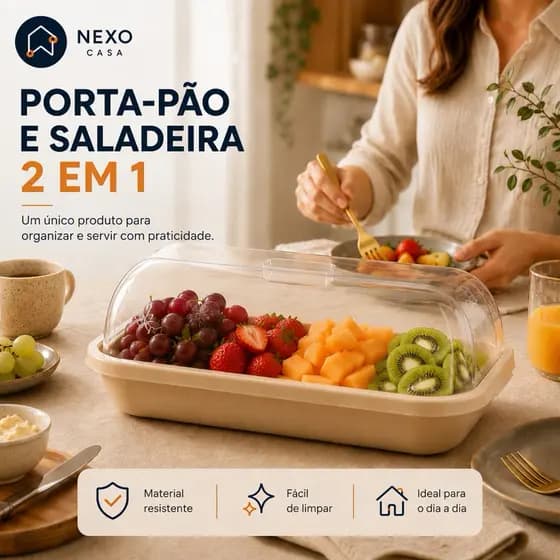 Porta Pão Plástico com Tampa Transparente Organizador para Pães Livre BPA