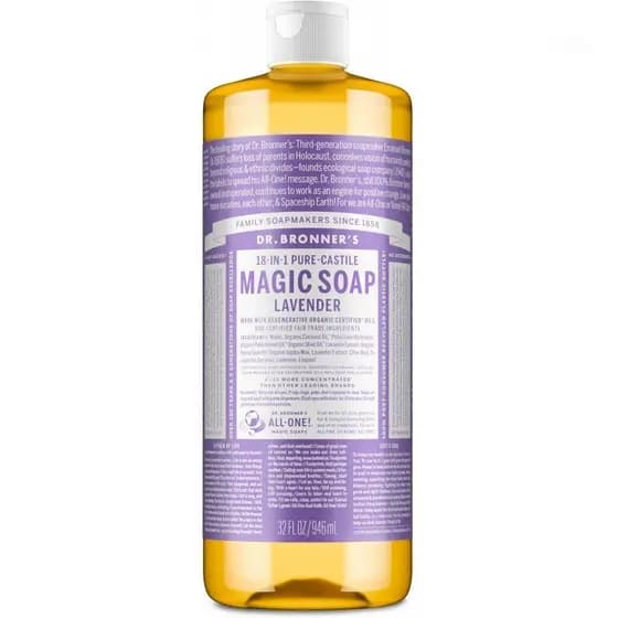 Sabonete Líquido Pure-Castile da Dr. Bronner, Feito com Óleos Orgânicos, 18 Funções em 1: Rosto, Corpo, Cabelo, Lavander
