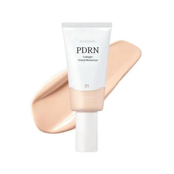 mixsoon PDRN Collagen Tinted Moisturizer - Base com Extrato de Arroz PDRN e Peptídeos, Brilho Vibrante e Hidratação Lumi