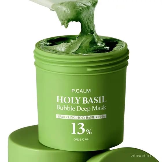 Máscara Profunda de Bolhas P.HolyBasil | Remoção de Cravos e Poros, Máscara Purificante de Argila, Água Carbonatada, par