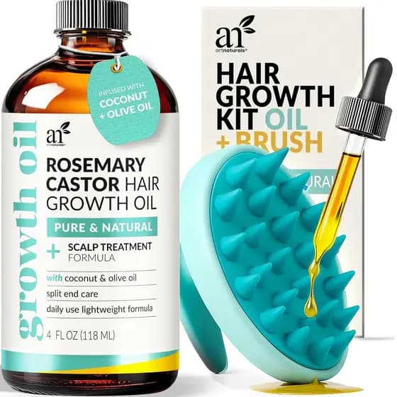 Conjunto de Óleo Capilar Orgânico de Alecrim e Óleo de Rícino Artnaturals + Óleo para Crescimento Capilar, com massagead